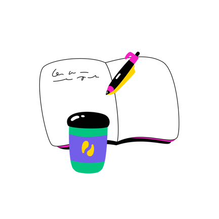 Coffee Cup and Note Illustration