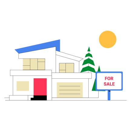 House for Sale Flat Illustration