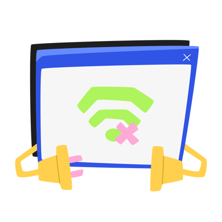 Browser Window With No Internet Connection Sign and Disconnected Plug and Socket