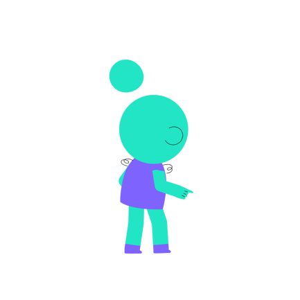 Personaje de dibujos animados que señala