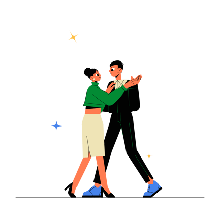 Flat Illustration of Couple Dancing Together