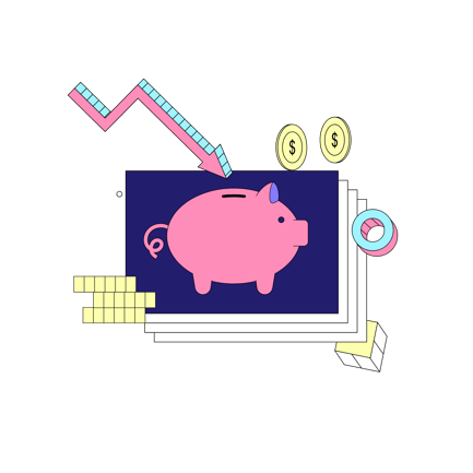 Piggy Bank and Economic Recession Illustration