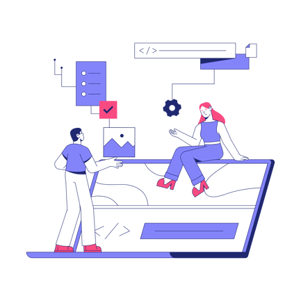 Illustration zur Softwareentwicklung im Duotone-Stil