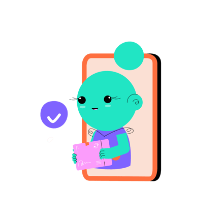 Online Delivery with Cartoon Character and Mobile Phone