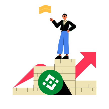 Binance Coin Achieving Success Illustration
