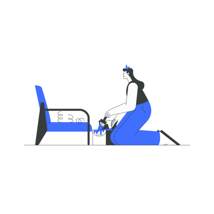 Woman Restoring Armchair with Paint Animation