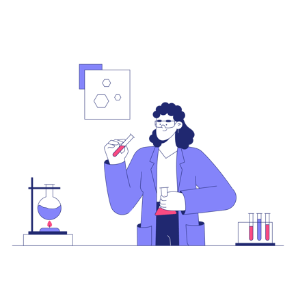 Duotone Scientist Character Animation Illustration