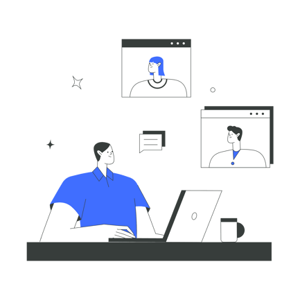 Online Team Meeting Illustration with People on Screen