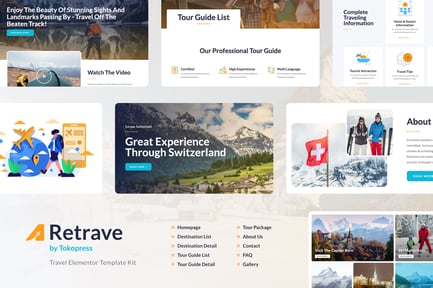 Preview: Retrave | Travel & Tour Agency Elementor Template Kit