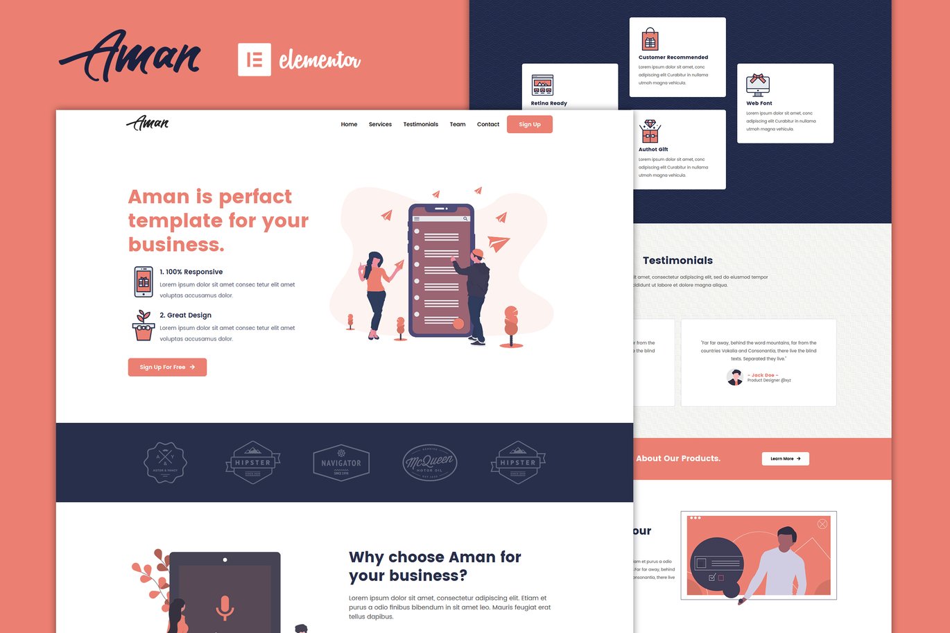 Aman — Multipurpose Elementor Template Kit, WP Template Kits ft. agency