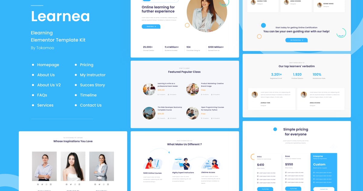 Learnera | e-Learning, School & University Elementor Template Kit, WP ...