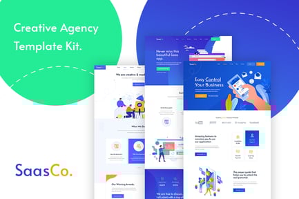 Preview: SassCo - App Landing & Startup Elementor Template Kit