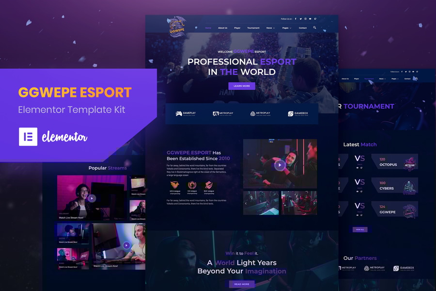 Cover for GGWEPE – Esports & Gaming Elementor Template Kit