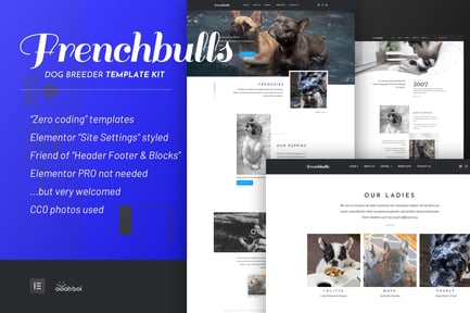Preview: Frenchbulls - Dog Breeder Elementor Template Kit