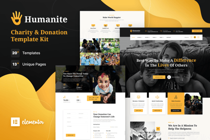 Preview: Humanite – Charity & Donation Elementor Template Kit