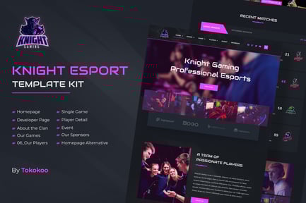 Preview: Knight | eSports & Gaming Elementor Template Kit