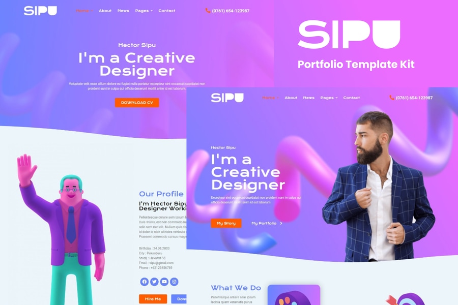 Cover for Sipu - Creative Portfolio Elementor Template Kit