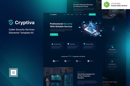Preview: Cryptiva – Cyber Security Services Elementor Template Kit