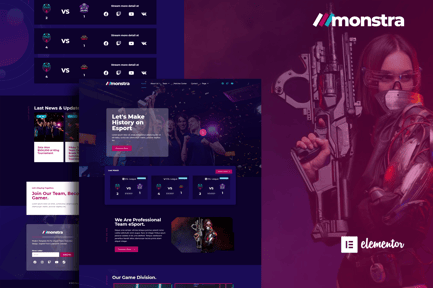 Preview: Monstra - Esports & Gaming Elementor Template Kit