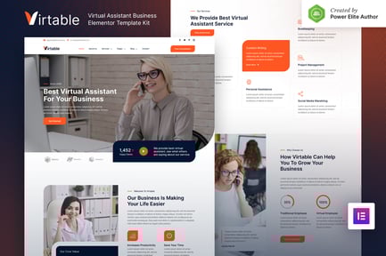 Preview: Virtable – Virtual Assistant Business Elementor Template Kit