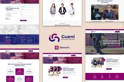Visualização: Gueni - Kit de Template Elementor de Soluções Empresariais