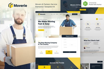 Aperçu: Moverie — Template Kit Elementor Service Movers & Packers