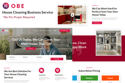 Preview: Obe - House Cleaning Business Elementor Template Kits