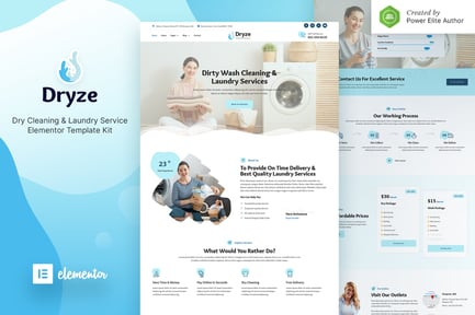 Preview: Dryze – Dry Cleaning & Laundry Service Elementor Template Kit