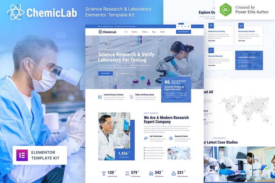 ChemicLab – Science Research & Laboratory Elementor Template Kit, WP ...