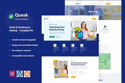 Preview: Queak - Cleaning Service Elementor Template Kit