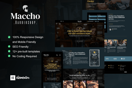 Preview: Maccho - Gentlemen Barbershop Elementor Template Kit