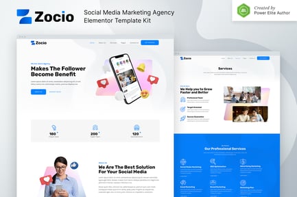 Preview: Zocio – Social Media Marketing Agency Elementor Template Kit