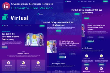 Preview: Virtual - Cryptocurency Blockchain & Bitcoin Elementor Template Kit