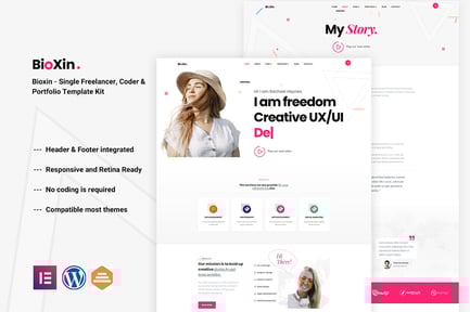 Preview: Bioxin - Single Freelancer CV & Portfolio Elementor Template Kit