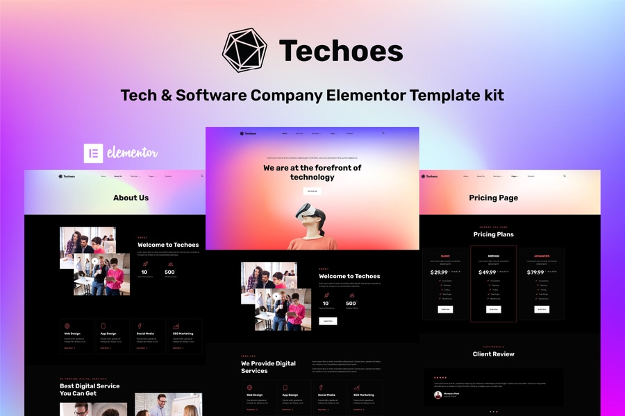 Cover for Techoes - Tech & Software Company Elementor Template kit