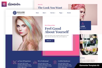 Preview: Willow - Hair & Beauty Salon Elementor Template Kit