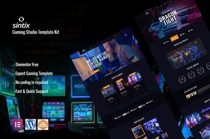 Preview: Sintix - Gaming Studio Elementor Template Kit