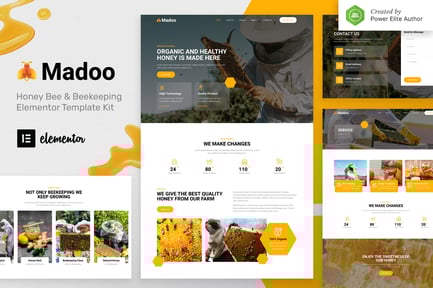 Preview: Madoo – Honey Bee & Beekeeping Elementor Template Kit