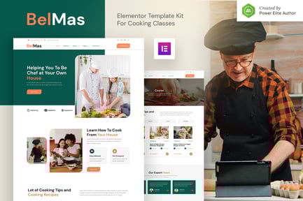 Visualização: BelMas — Kit de modelos Elementor para aulas de culinária e workshop online