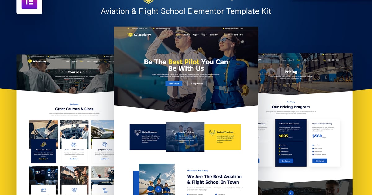 Aviacademy – Aviation & Flight School Elementor Template Kit, WP ...
