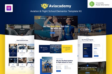 Preview: Aviacademy – Aviation & Flight School Elementor Template Kit