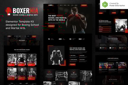 Preview: Boxernia – Boxing School & Martial Arts Elementor Template Kit
