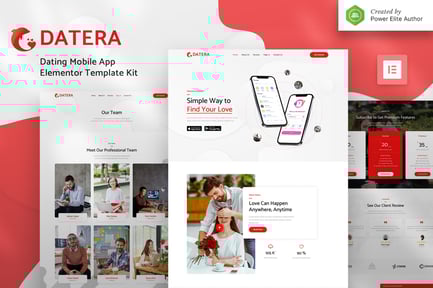 Preview: Datera – Online Dating Mobile App Landing Elementor Template Kit