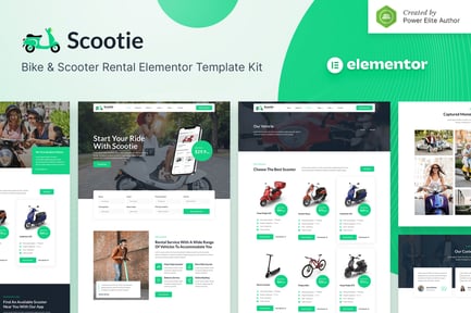 Visualização: Scootie — Kit de modelos Elementor para aluguel de bicicletas e scooters