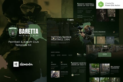 Preview: Baretta – Paintball & Airsoft Club Elementor Template Kit
