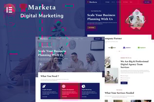 Vista previa: Marketa - Kit de plantillas Elementor de servicios empresariales para agencias digitales