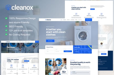 Preview: Cleanox - Laundry Service Elementor Template Kit