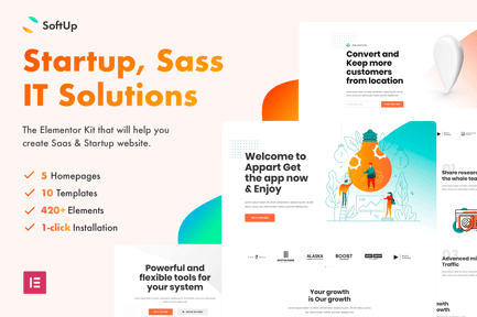 Preview: SoftUp - Saas & Startup Elementor Template Kit