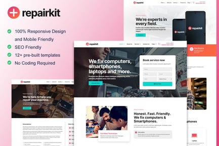 Preview: RepairKit - Mobile Phone & Computer Repair Elementor Template Kit