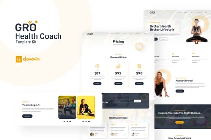Preview: Groweal - Health Coaching Elementor Template Kit